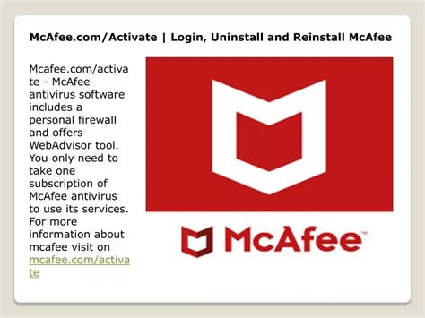 mcafee uninstall and reinstall.